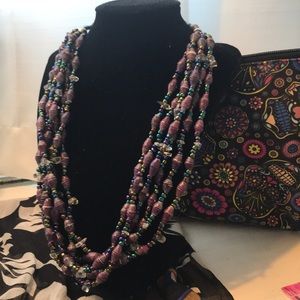 Handmade paper bead necklace purple